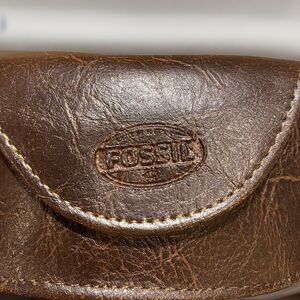 Fossil Brown Faux leather Glasses Case Magnetic Closure‎ Sunglasses